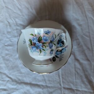 2/40$ Royal Albert Blue Floral Teacup and Saucer